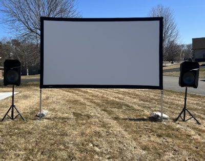 144 Inch Freestanding Movie Screen and HD Projector